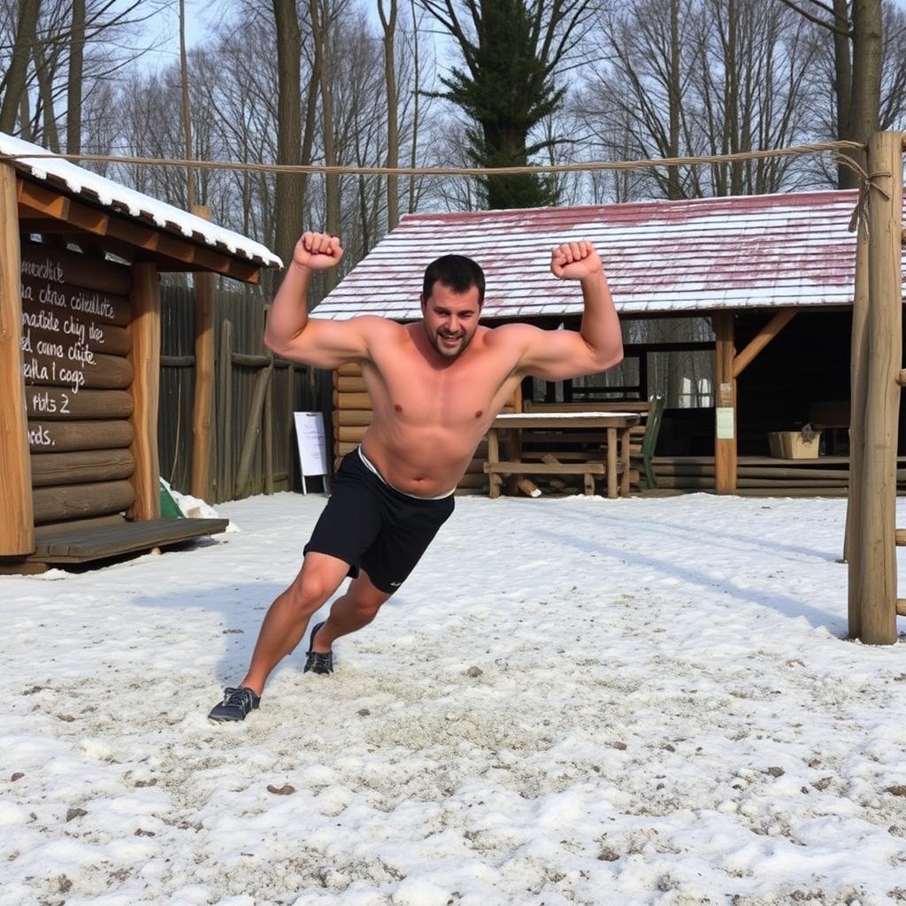 Тренировка на свежем воздухе в парке.